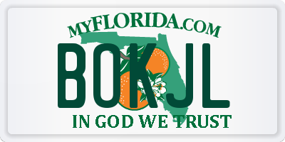 FL license plate BOKJL
