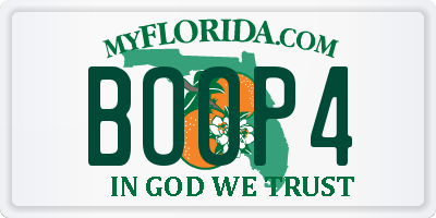 FL license plate BOOP4