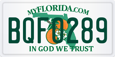 FL license plate BQF0289