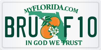 FL license plate BRUF10