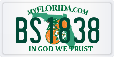 FL license plate BS1838