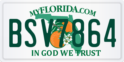 FL license plate BSV7864