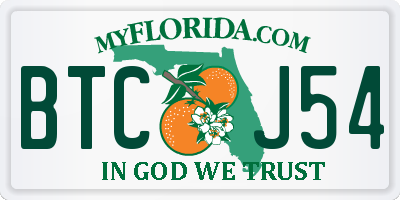 FL license plate BTCJ54