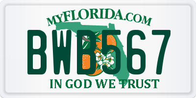 FL license plate BWB567