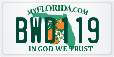 FL license plate BWD119