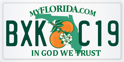 FL license plate BXKC19