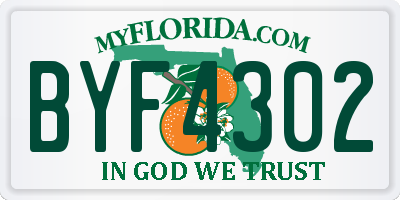 FL license plate BYF4302