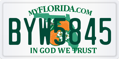 FL license plate BYW5845