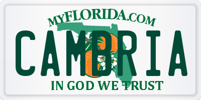 FL license plate CAMBRIA