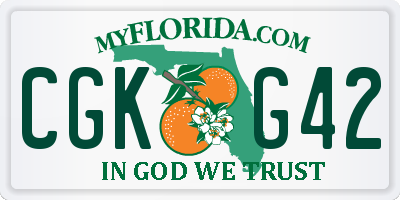 FL license plate CGKG42