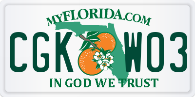 FL license plate CGKW03