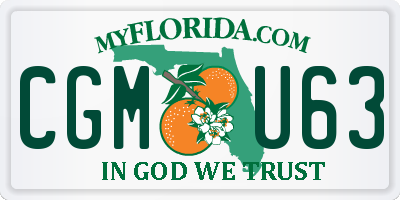 FL license plate CGMU63