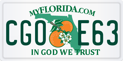 FL license plate CGOE63