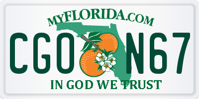 FL license plate CGON67