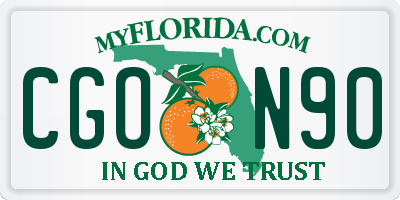 FL license plate CGON90