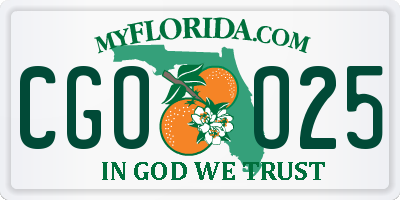 FL license plate CGOO25