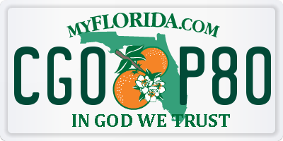 FL license plate CGOP80
