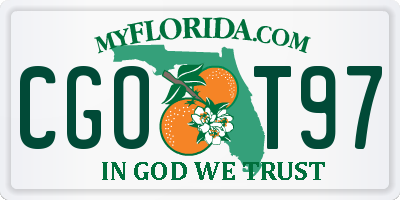 FL license plate CGOT97