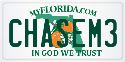 FL license plate CHASEM3