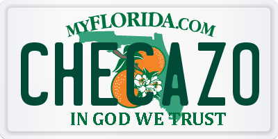 FL license plate CHECAZO