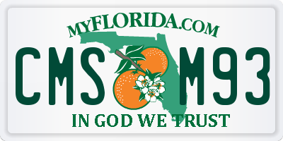 FL license plate CMSM93