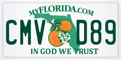 FL license plate CMVD89