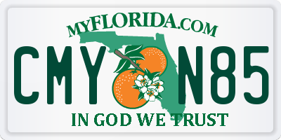 FL license plate CMYN85