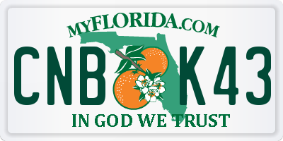 FL license plate CNBK43