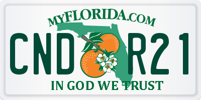 FL license plate CNDR21