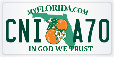 FL license plate CNIA70