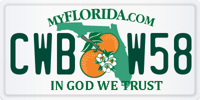 FL license plate CWBW58