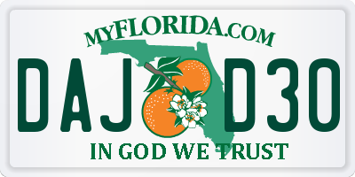 FL license plate DAJD30