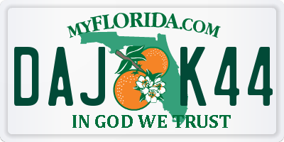 FL license plate DAJK44