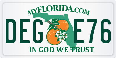 FL license plate DEGE76