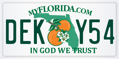 FL license plate DEKY54