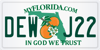 FL license plate DEWJ22