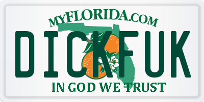 FL license plate DICKFUK