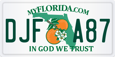 FL license plate DJFA87