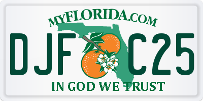 FL license plate DJFC25