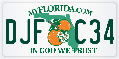 FL license plate DJFC34