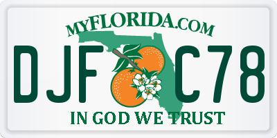 FL license plate DJFC78