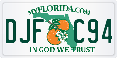 FL license plate DJFC94