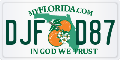 FL license plate DJFD87
