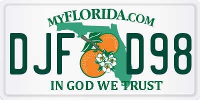 FL license plate DJFD98