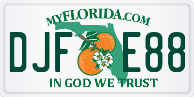 FL license plate DJFE88