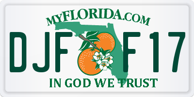 FL license plate DJFF17