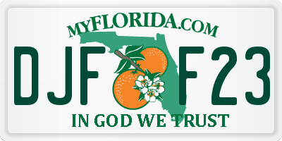 FL license plate DJFF23