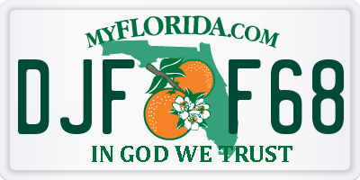 FL license plate DJFF68