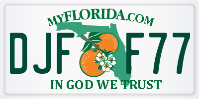 FL license plate DJFF77
