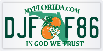 FL license plate DJFF86